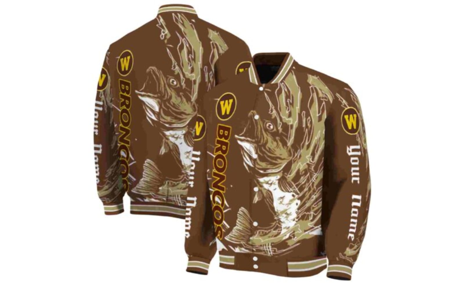 how to design a varsity jacket 9 Western Michigan Broncos Fishing Passion Brown White Jacket Shows The Pride Of Western Michigan Broncos’s Fans