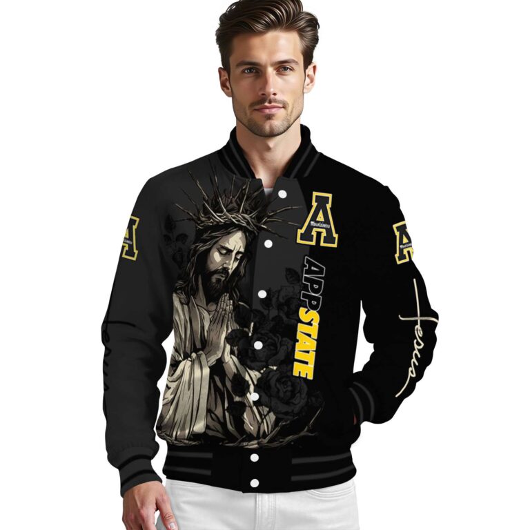 appalachian state mountaineers hands in prayer black jacket high quality