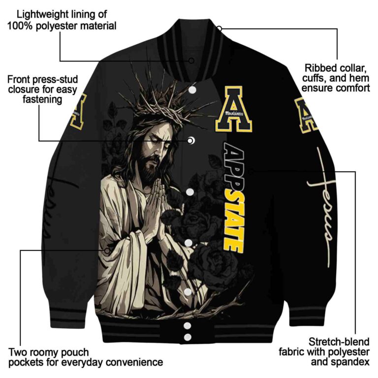 appalachian state mountaineers hands in prayer black jacket new arrival