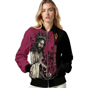 arizona state sun devils hands in prayer maroon black jacket latest model