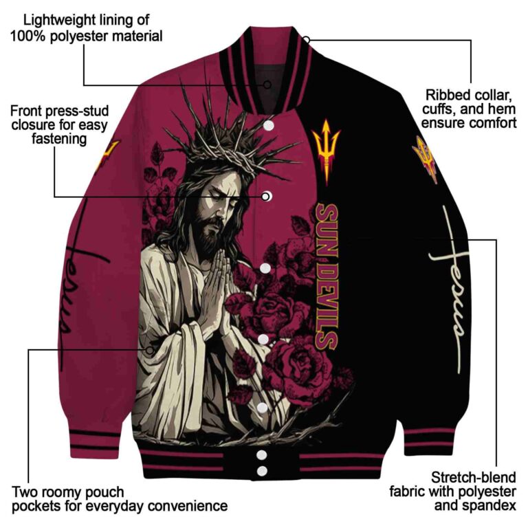 arizona state sun devils hands in prayer maroon black jacket new arrival