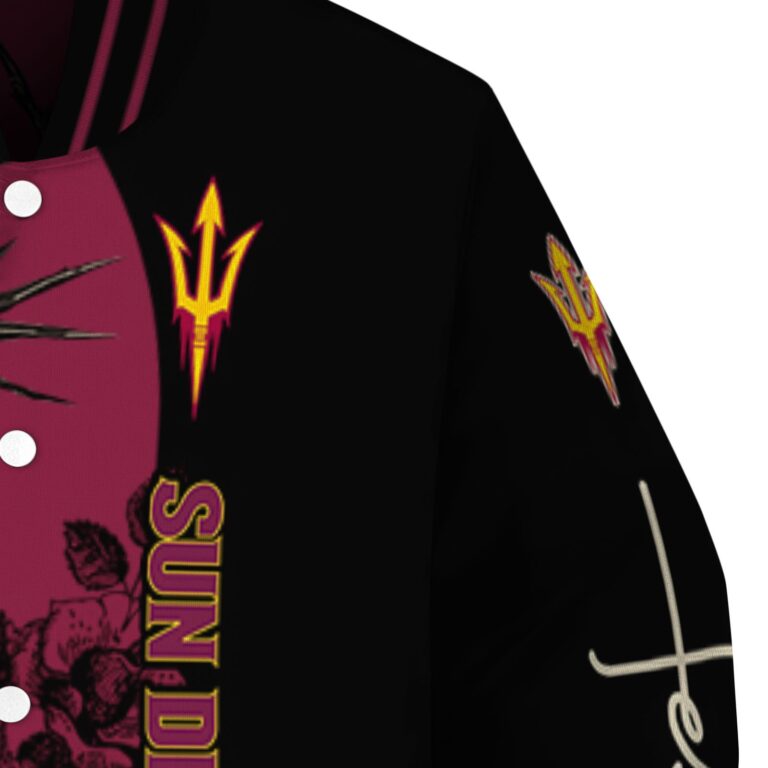 arizona state sun devils hands in prayer maroon black jacket premium grade