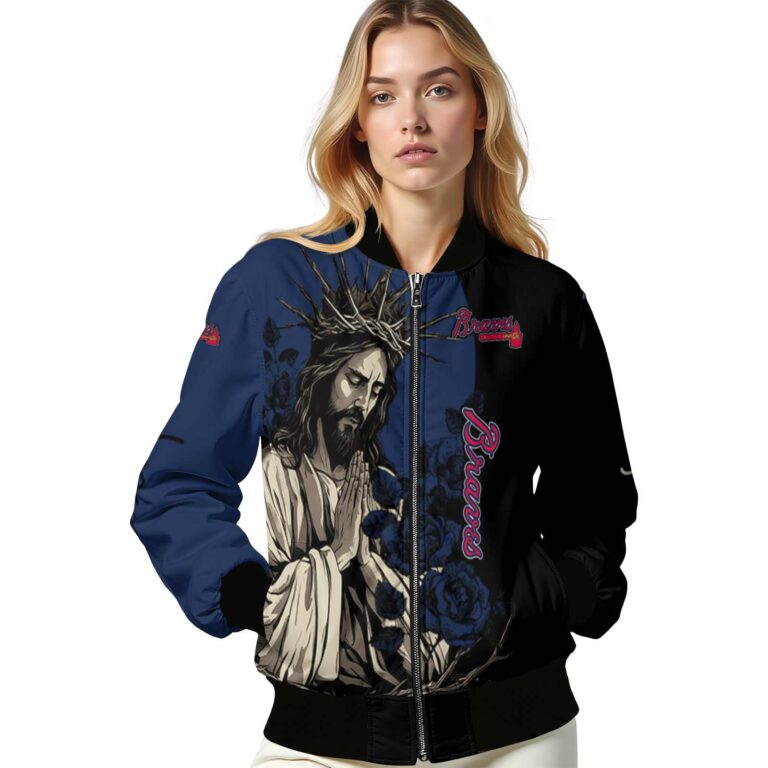 atlanta braves hands in prayer navy black jacket latest model