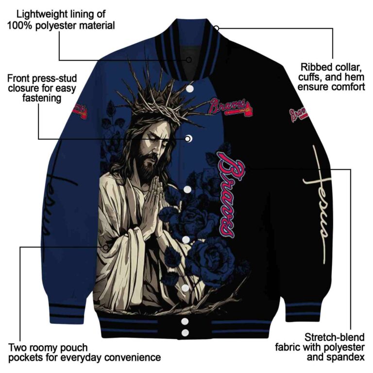 atlanta braves hands in prayer navy black jacket new arrival