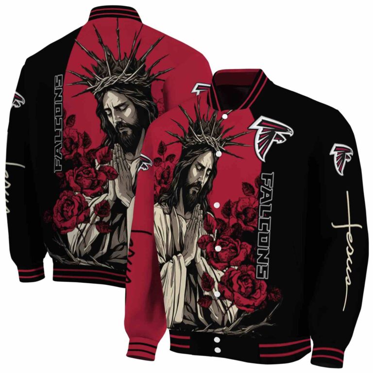 atlanta falcons hands in prayer red black jacket fashion forward