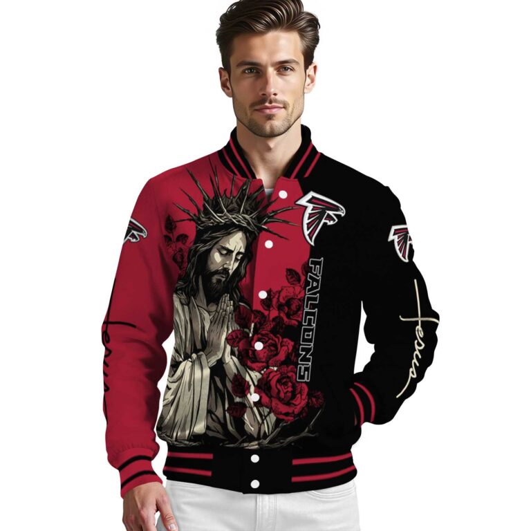 atlanta falcons hands in prayer red black jacket high quality