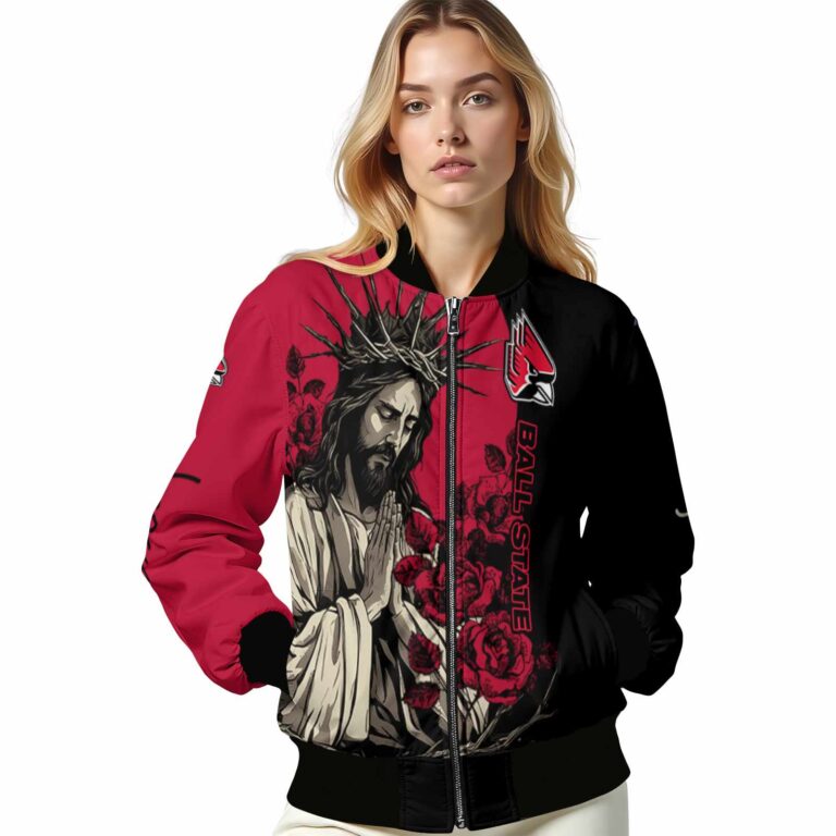 ball state cardinals hands in prayer red black jacket latest model