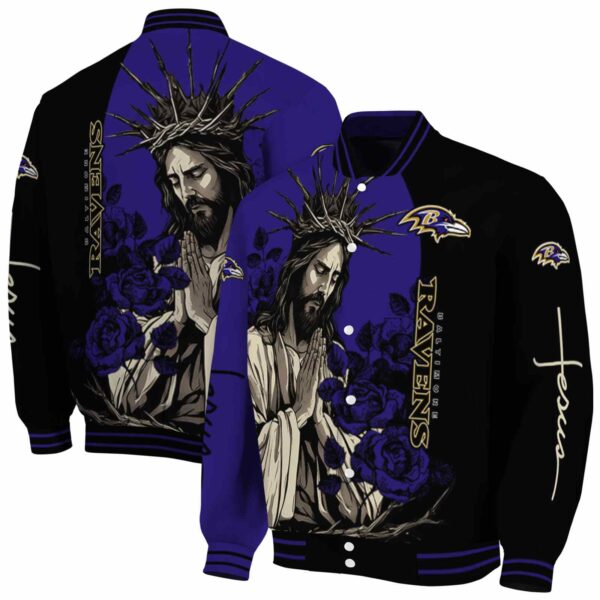 baltimore ravens hands in prayer purple black jacket fashion forward