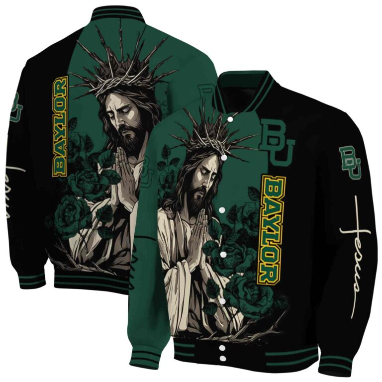 baylor bears hands in prayer green black jacket fashion forward