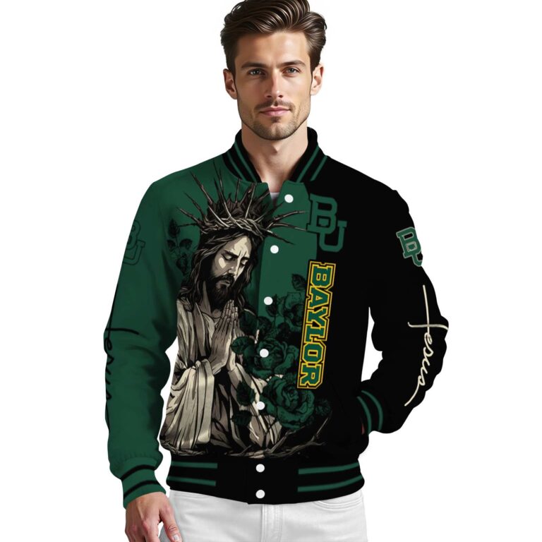 baylor bears hands in prayer green black jacket high quality