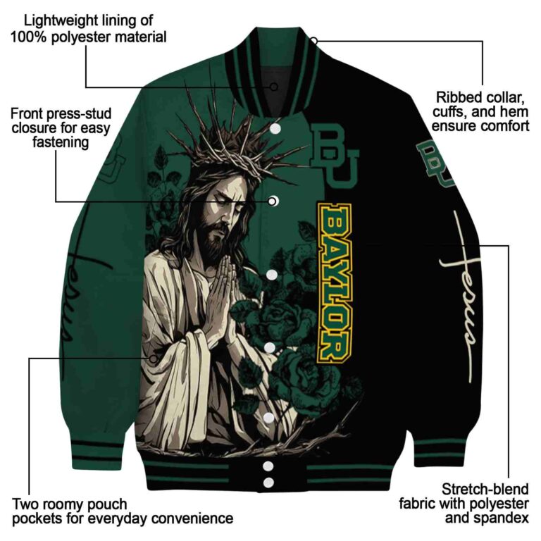 baylor bears hands in prayer green black jacket new arrival