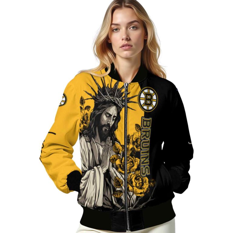 boston bruins hands in prayer gold black jacket latest model