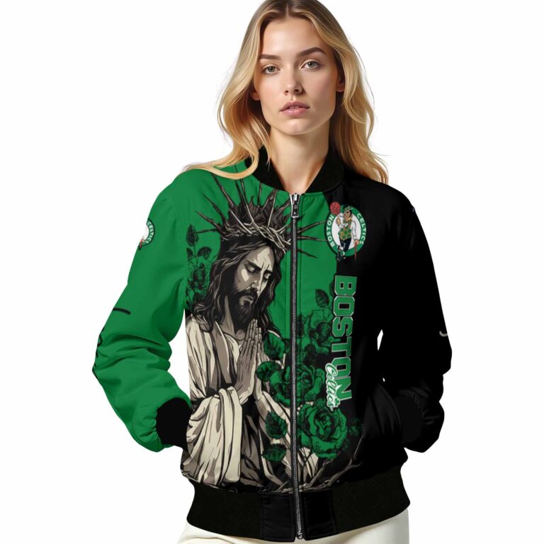boston celtics hands in prayer green black jacket latest model