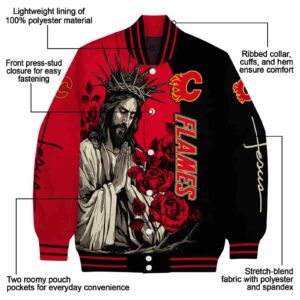 calgary flames hands in prayer red black jacket new arrival