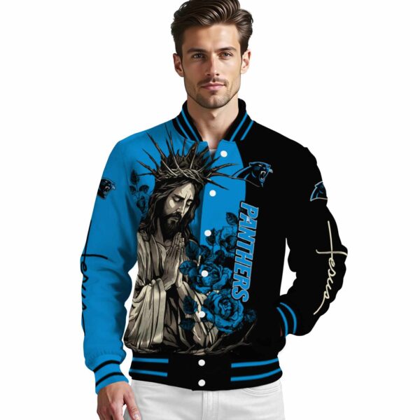 carolina panthers hands in prayer blue black jacket high quality