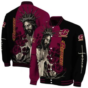 central michigan chippewas hands in prayer maroon black jacket fashion forward