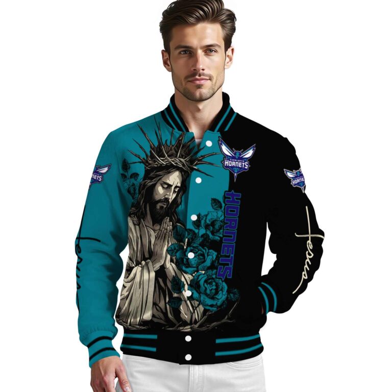 charlotte hornets hands in prayer teal black jacket high quality