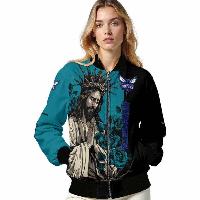 charlotte hornets hands in prayer teal black jacket latest model