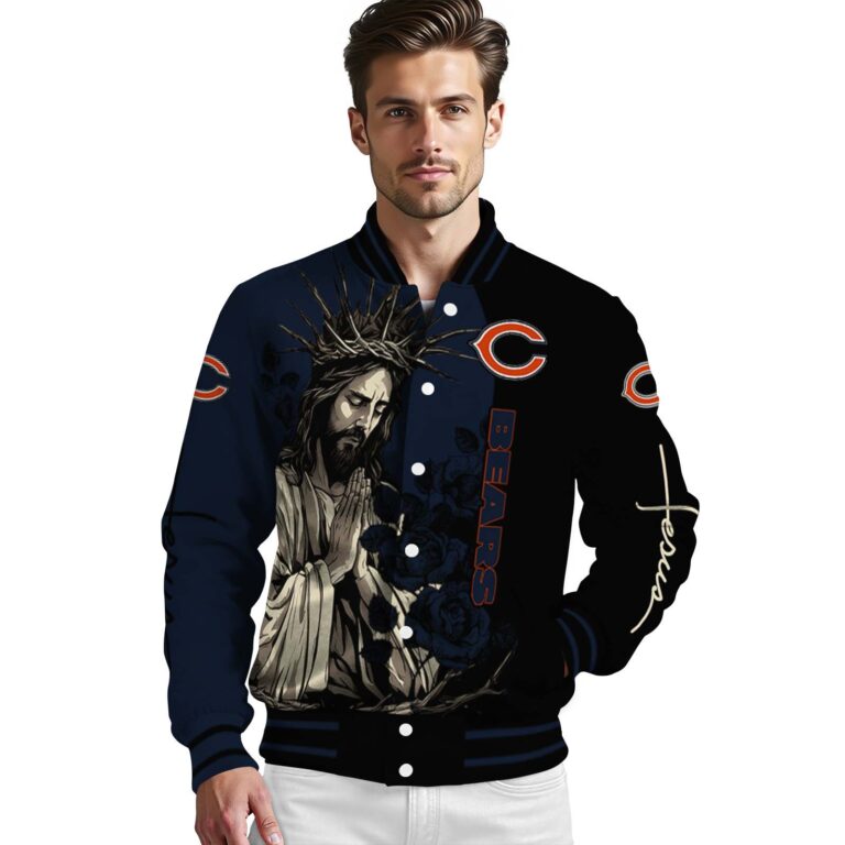 chicago bears hands in prayer blue black jacket high quality