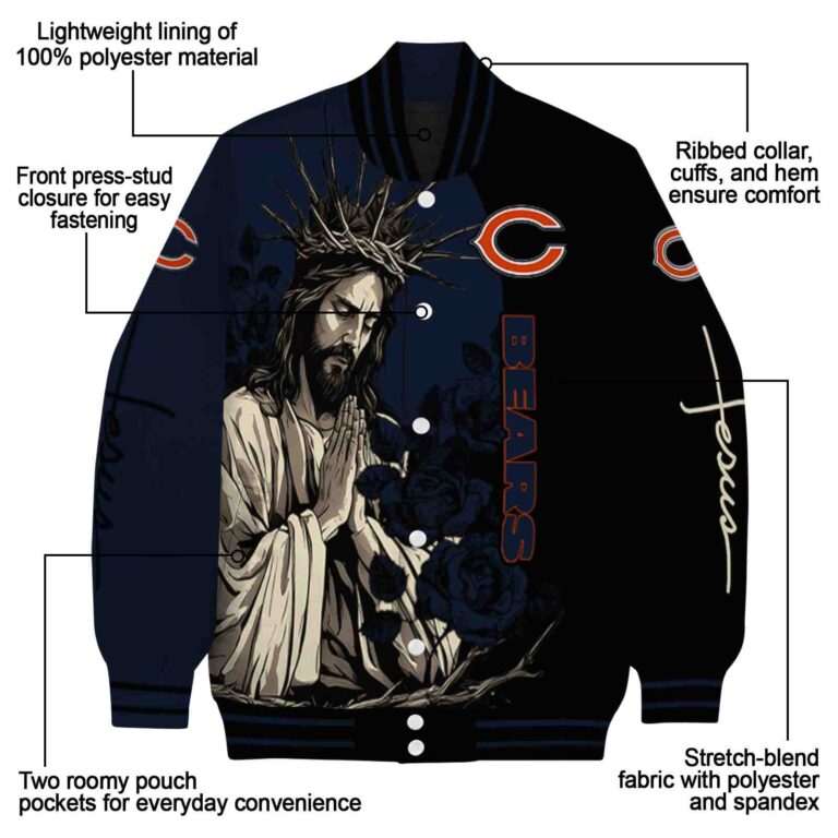chicago bears hands in prayer blue black jacket new arrival
