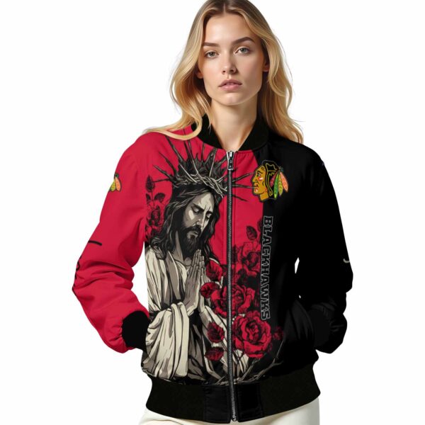 chicago blackhawks hands in prayer red black jacket latest model
