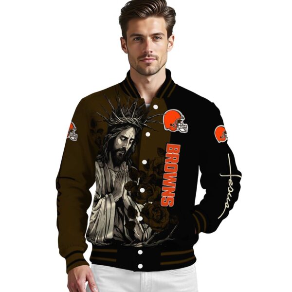 cleveland browns hands in prayer brown black jacket high quality