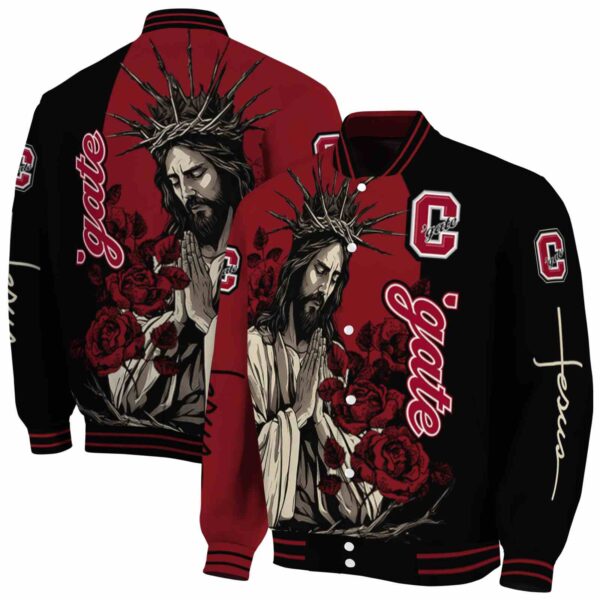 colgate raiders hands in prayer maroon black jacket fashion forward