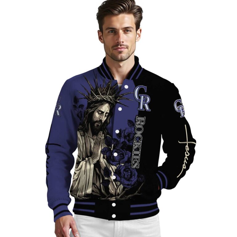 colorado rockies hands in prayer blue black jacket high quality