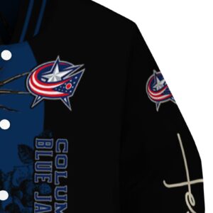 columbus blue jackets hands in prayer navy blue black jacket premium grade