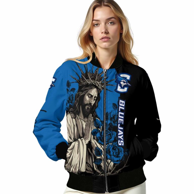creighton bluejays hands in prayer blue black jacket latest model