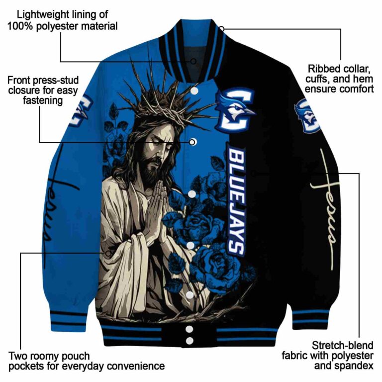 creighton bluejays hands in prayer blue black jacket new arrival