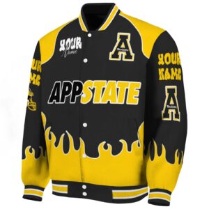 custom appalachian state mountaineers fire graphic black jacket best selling