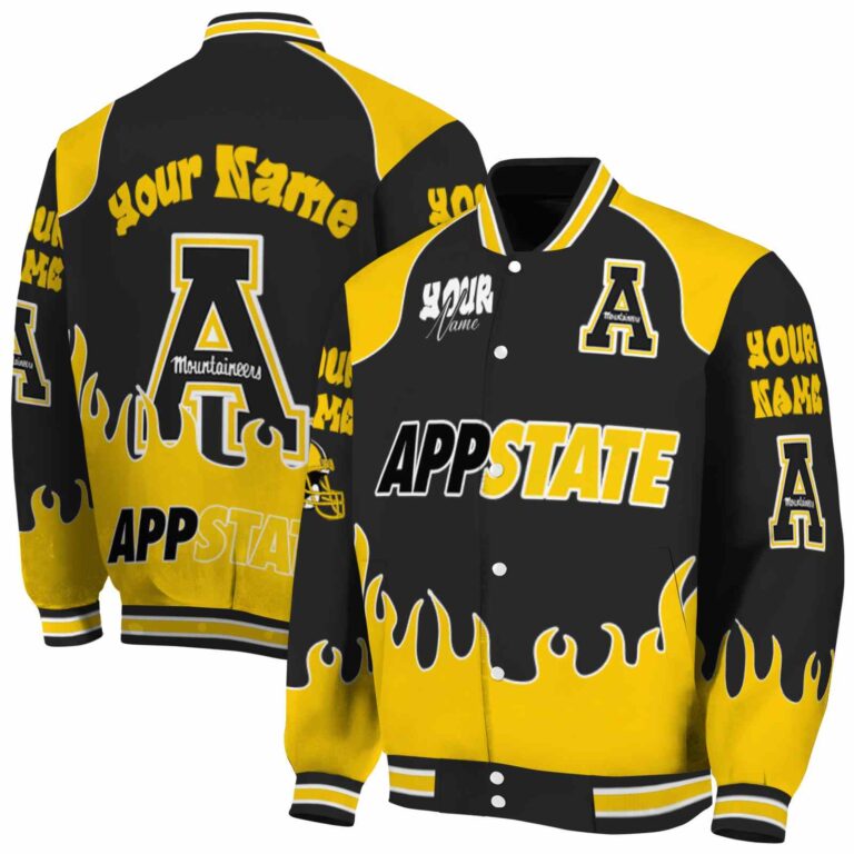 custom appalachian state mountaineers fire graphic black jacket fashion forward