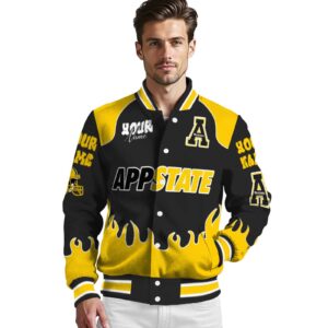 custom appalachian state mountaineers fire graphic black jacket high quality