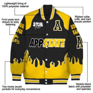 custom appalachian state mountaineers fire graphic black jacket new arrival