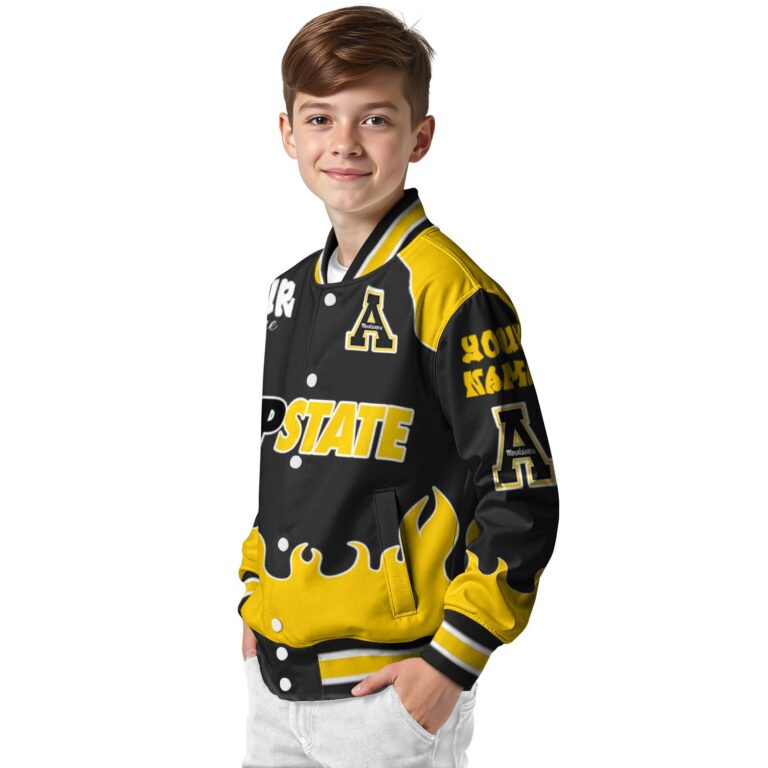 custom appalachian state mountaineers fire graphic black jacket trendy