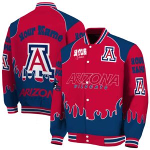 custom arizona wildcats fire graphic red jacket fashion forward