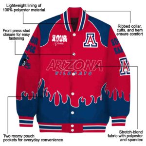 custom arizona wildcats fire graphic red jacket new arrival