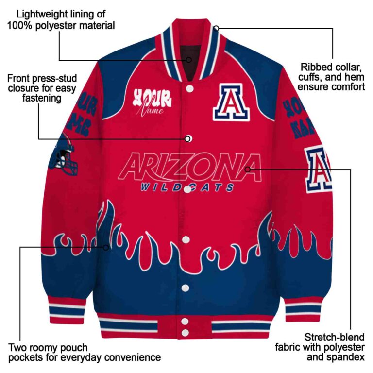 custom arizona wildcats fire graphic red jacket new arrival