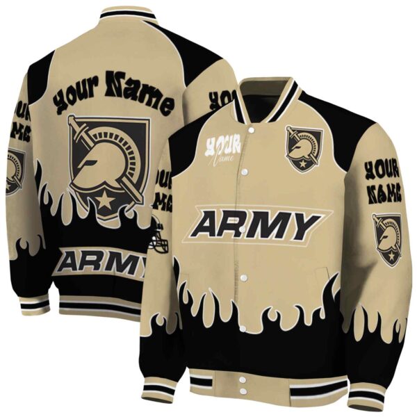 custom army black knights fire graphic gold jacket fashion forward