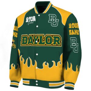 custom baylor bears fire graphic green jacket best selling