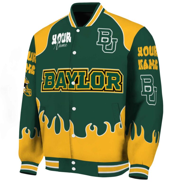 custom baylor bears fire graphic green jacket best selling