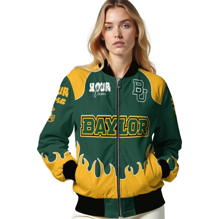custom baylor bears fire graphic green jacket latest model