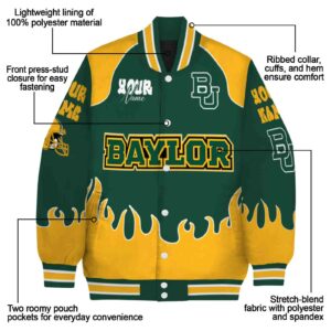 custom baylor bears fire graphic green jacket new arrival