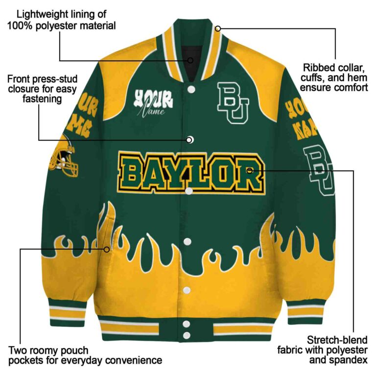custom baylor bears fire graphic green jacket new arrival