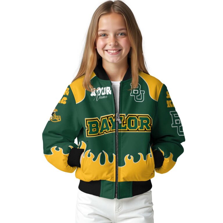 custom baylor bears fire graphic green jacket top rated