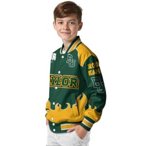 custom baylor bears fire graphic green jacket trendy