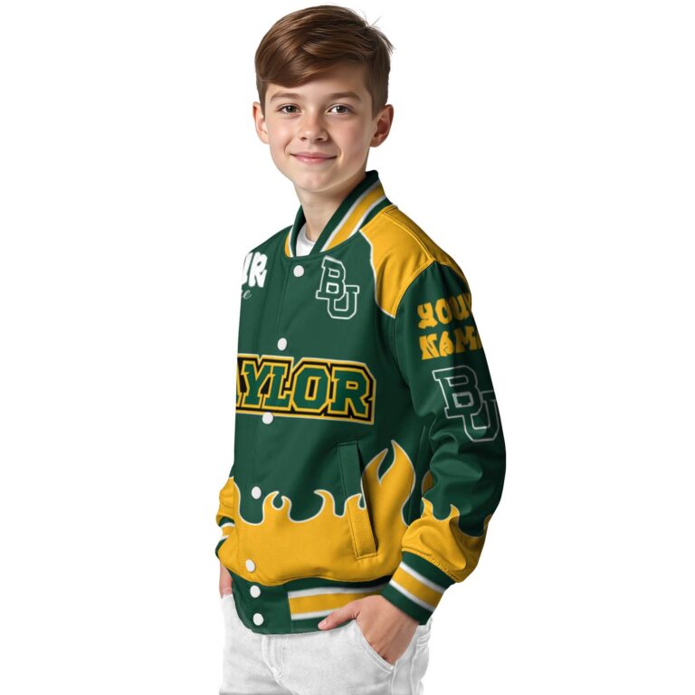 custom baylor bears fire graphic green jacket trendy