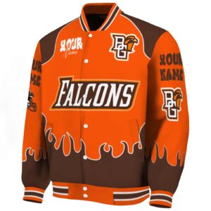 custom bowling green falcons fire graphic orange jacket best selling