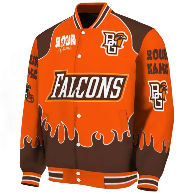 custom bowling green falcons fire graphic orange jacket best selling